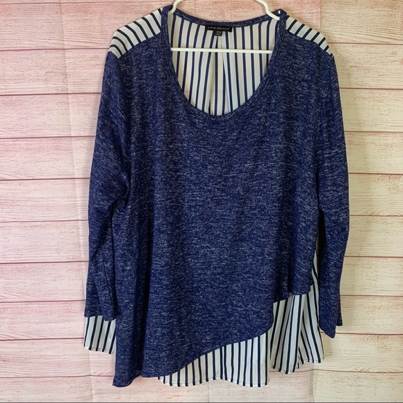 Lane Bryant Striped Layered Blouse Size 18/20 - Picture 1 of 5